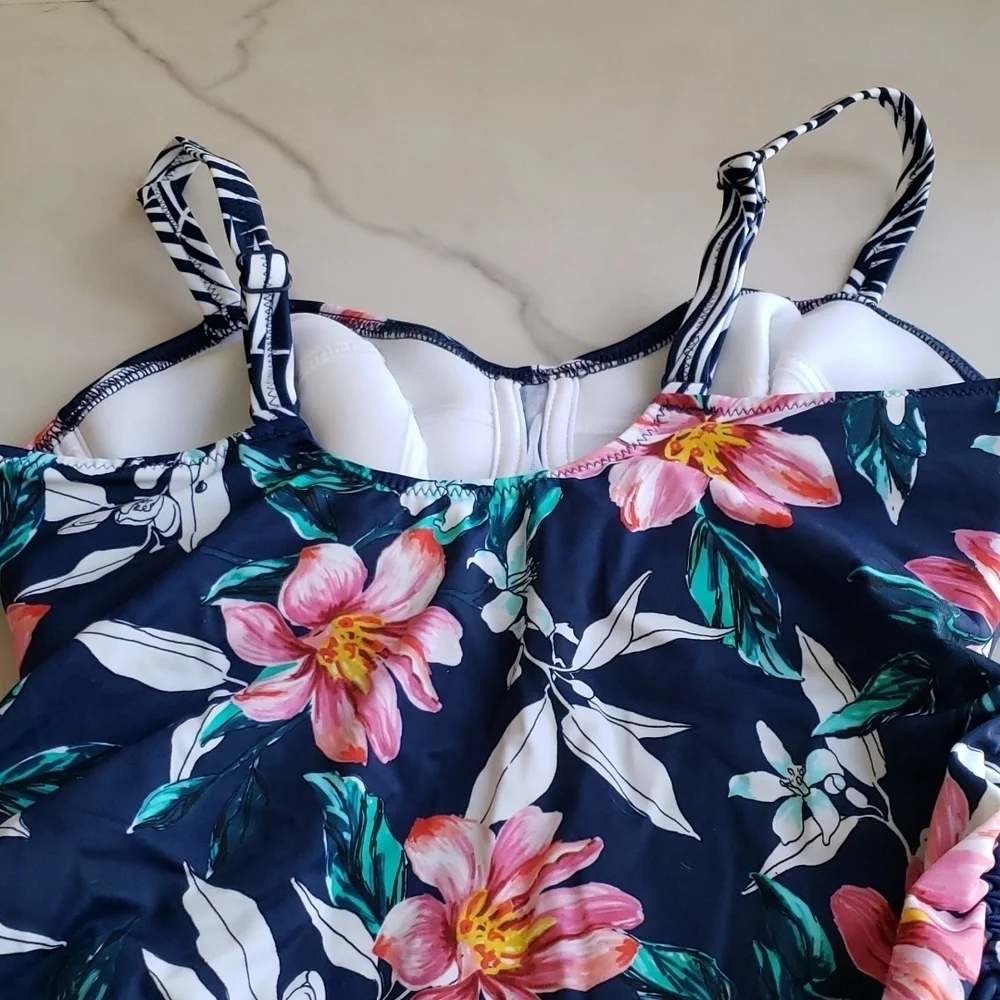 Fantasie Port Maria Underwire Twist Front Tankini Swim Top FS6894 in Ink SZ 32D